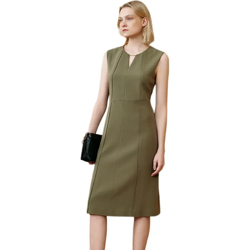 INSUN Sleeveless Dresses Women's Olive Green-2