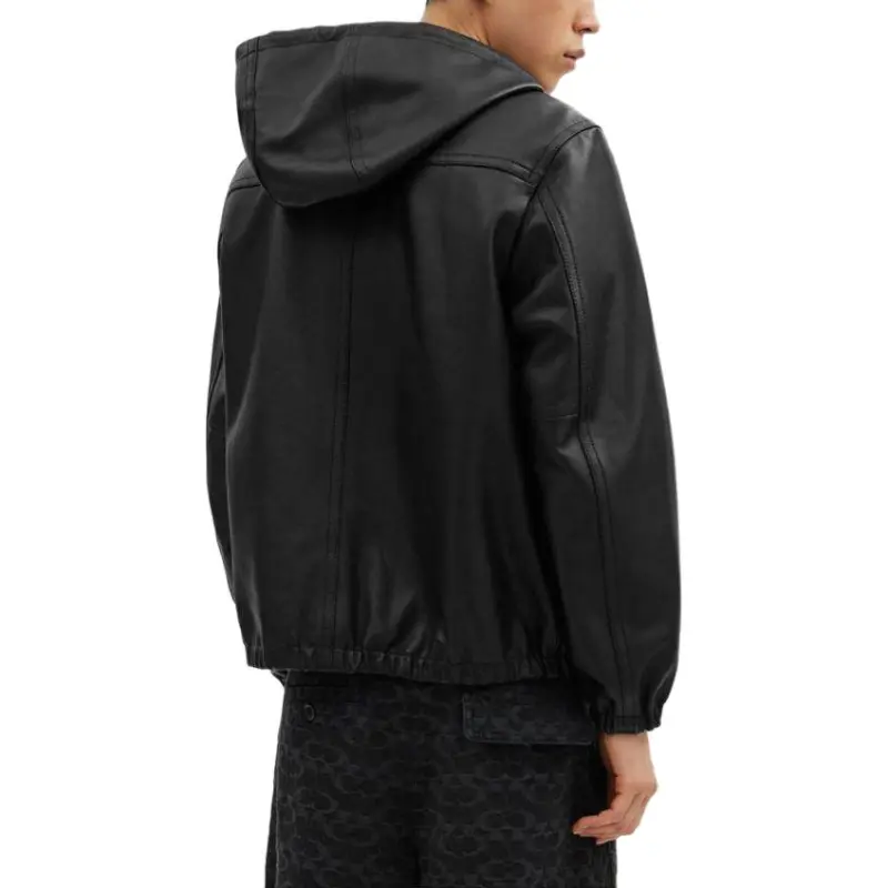 COACH SS24 Leather Jacket Men's Black-3