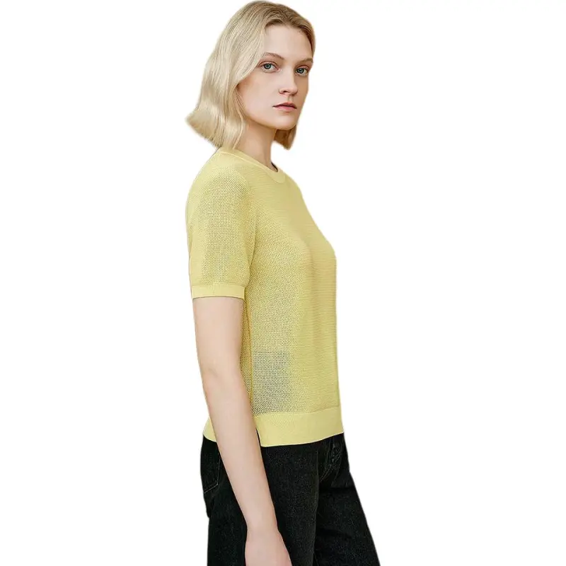 INSUN T Shirts Women's Light Yellow-4