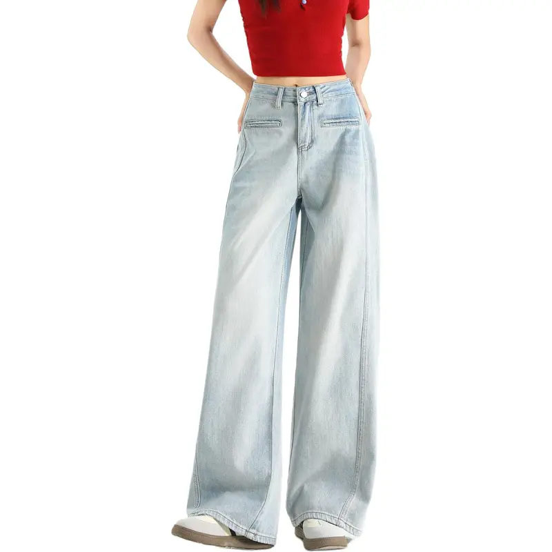 FAWENXIANGZI Jeans Women's Light Blue-6
