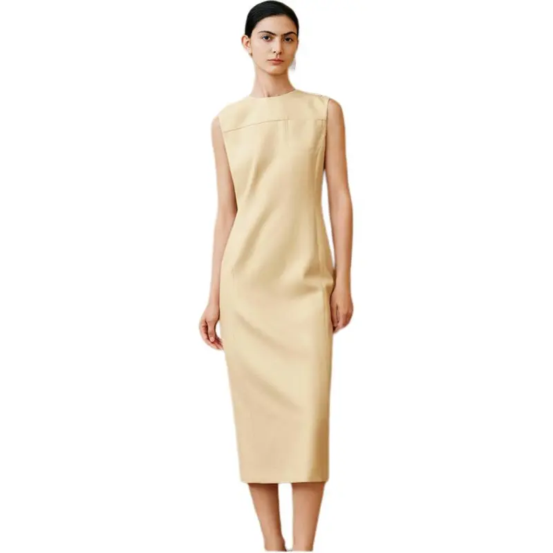 INSUN Sleeveless Dresses Women's Light Yellow-2