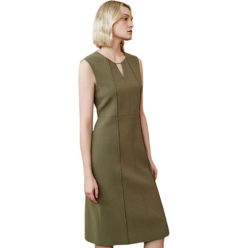 INSUN Sleeveless Dresses Women's Olive Green-3