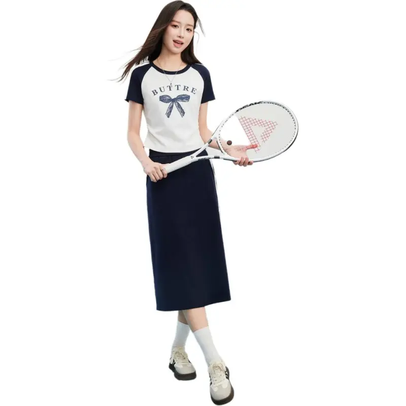 Love To Serve Skirt Set Women's Navy Blue-2