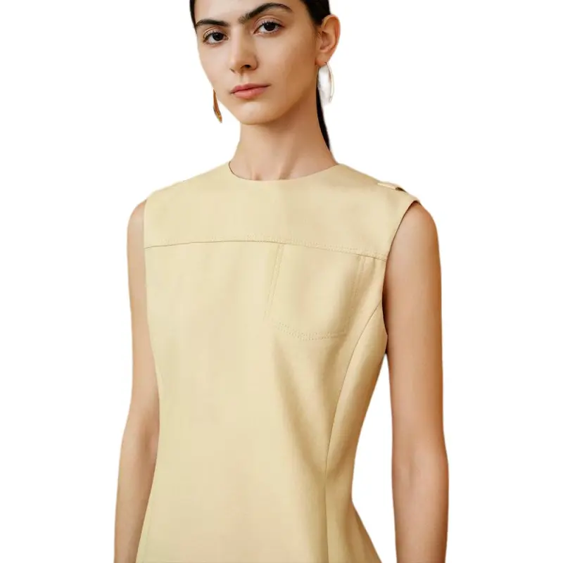 INSUN Sleeveless Dresses Women's Light Yellow-3