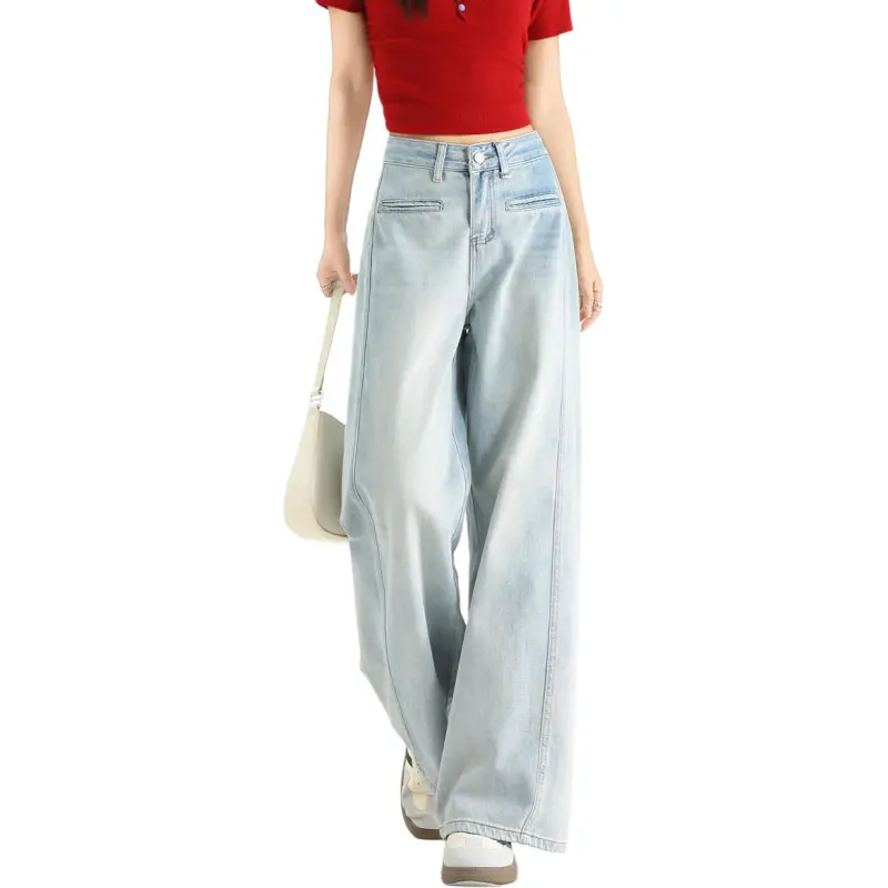 FAWENXIANGZI Jeans Women's Light Blue-7