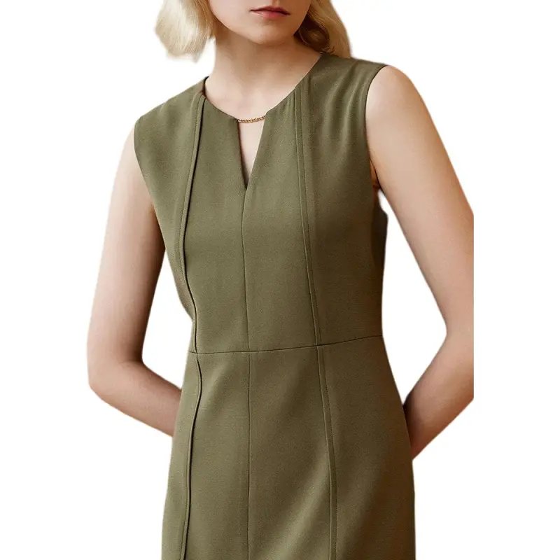INSUN Sleeveless Dresses Women's Olive Green-4