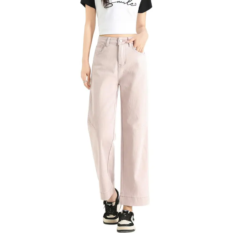 FAWENXIANGZI Jeans Women's Denim Pink-9