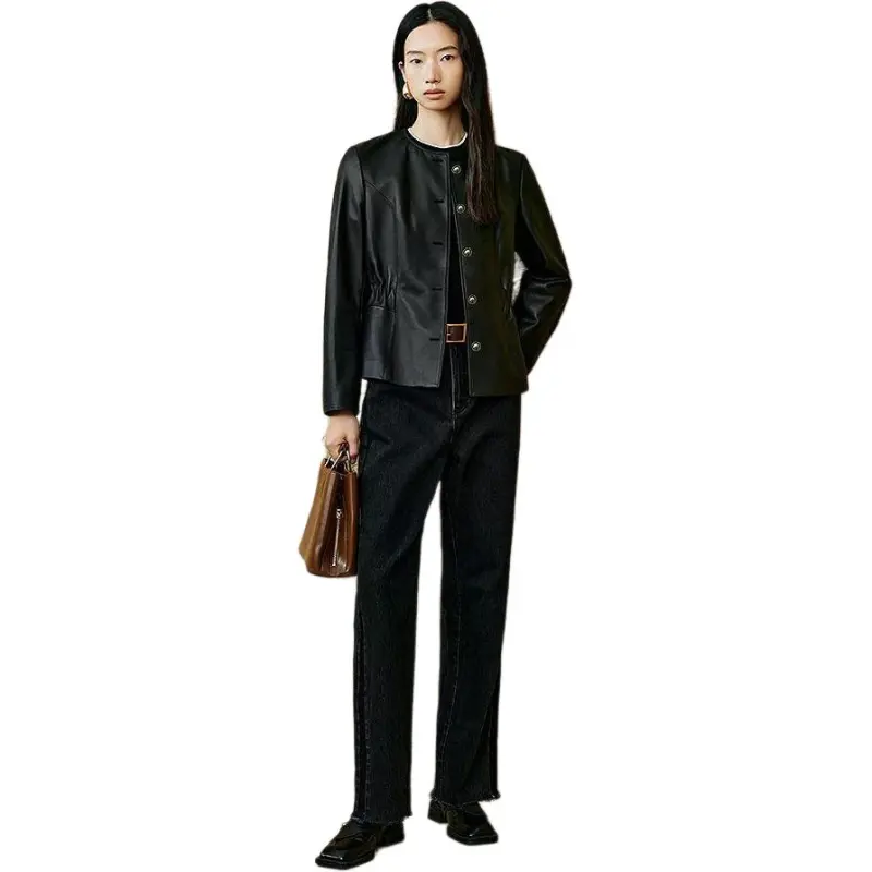 INSUN Leather Jackets Women's Black-3