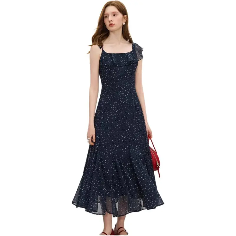 FANSILANEN Slip Dresses Women's Navy Blue-1