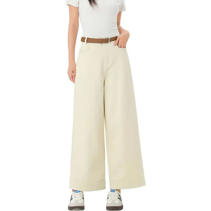 FAWENXIANGZI Jeans Women's Beige Yellow-7
