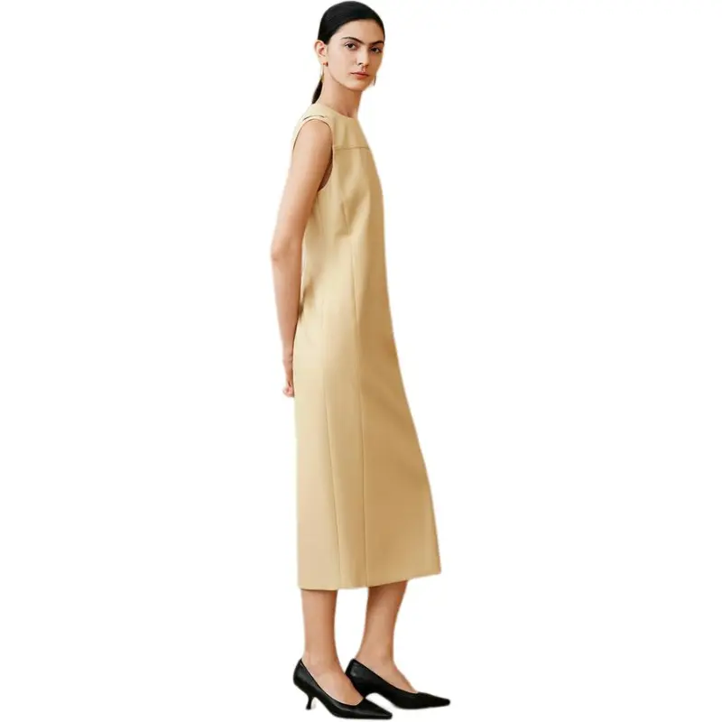INSUN Sleeveless Dresses Women's Light Yellow-4