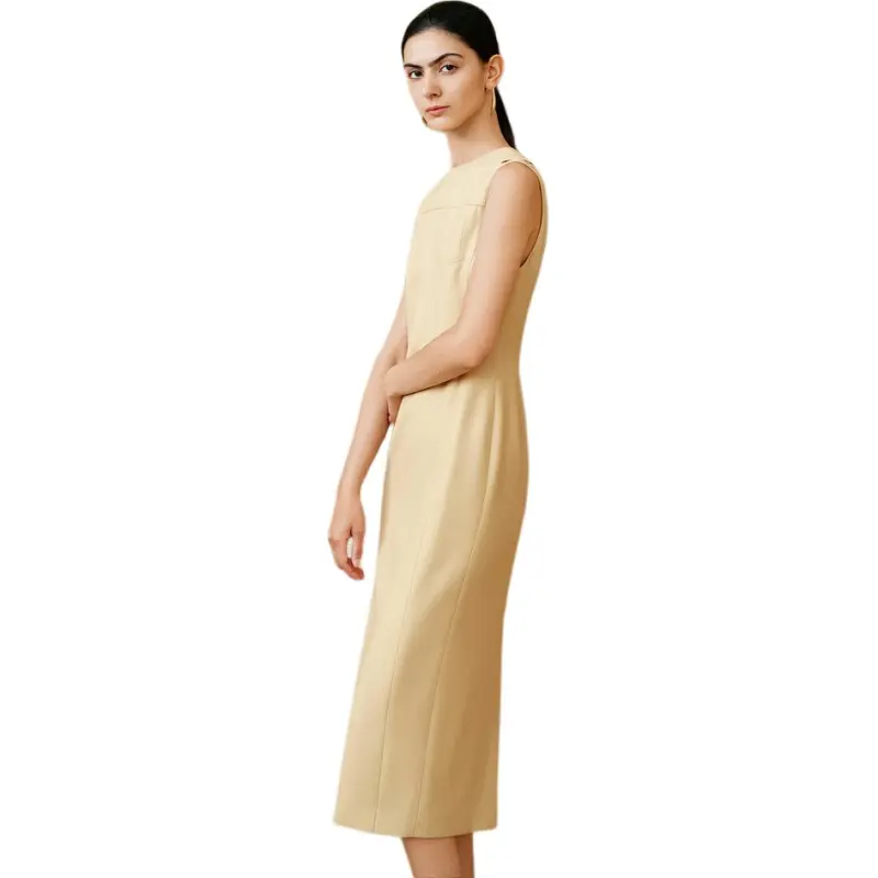 INSUN Sleeveless Dresses Women's Light Yellow-5