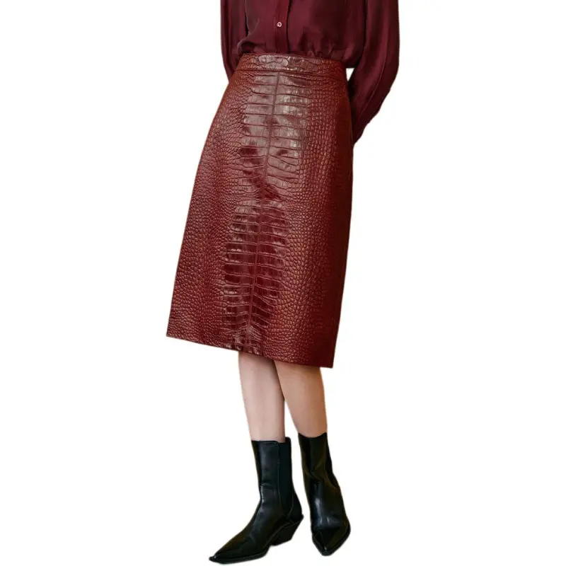 INSUN Leather Long Skirt Women's-3