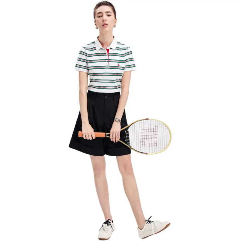 NAVIGARE Polo Shirts Women's 0027 White Base Green Stripes-3
