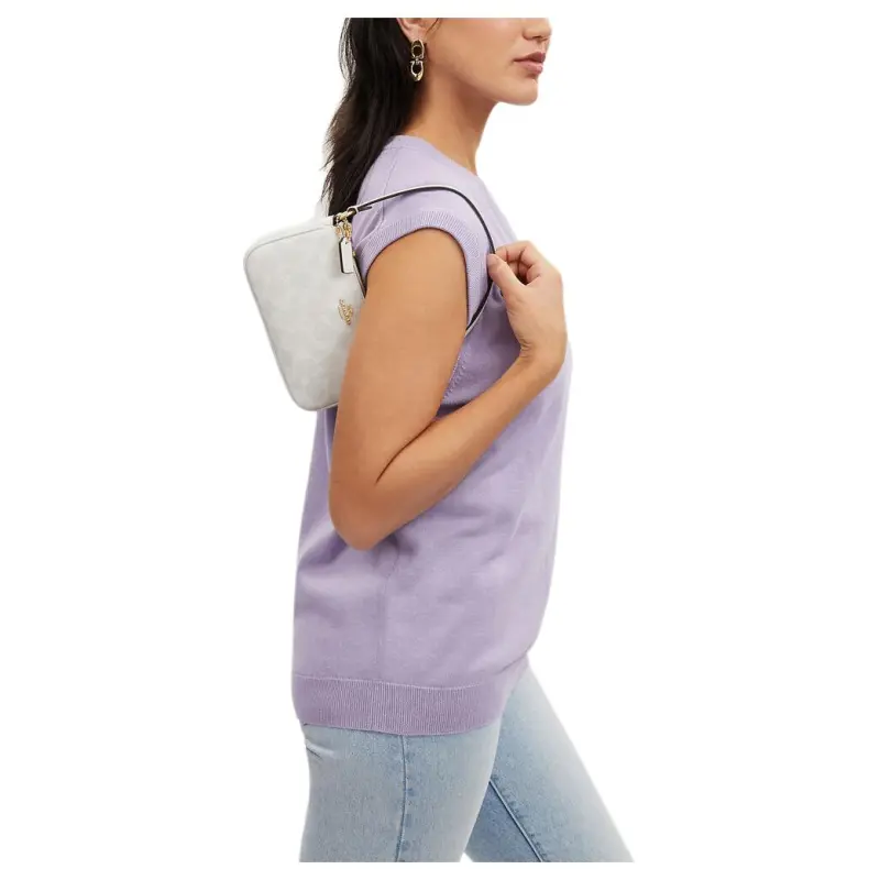 COACH Nolita Signature Coated Canvas Shoulder Bag Handbag Mahjong Small Size Women's Chalk White-3