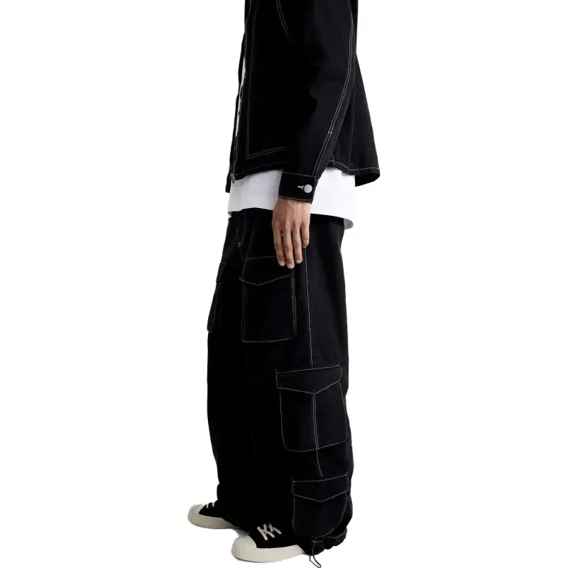 ZARA Cargo Pants Men Black-4