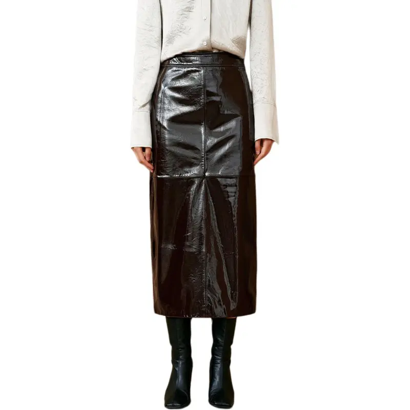 INSUN Leather Long Skirt Women's-3