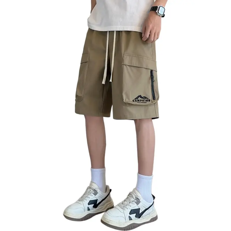 Tonlion Casual Shorts Men Dark Khaki-1