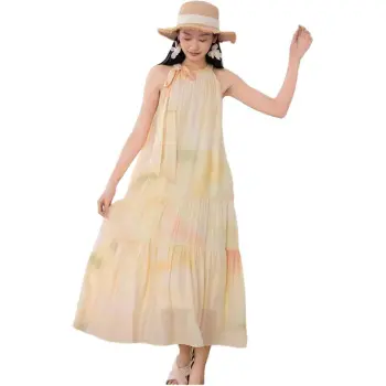 Fragment Slip Dresses Women's Green Yellow