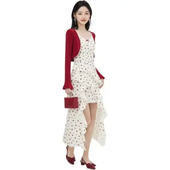 Love To Serve Skirt Set Women's Red Apricot Blossom