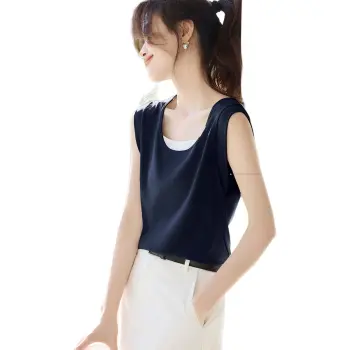 Mo Han Yi Mei T Shirts Women's Navy Blue & White