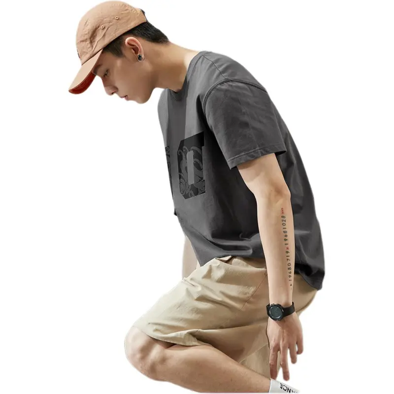Tonlion T Shirts Men Platinum Gray-1