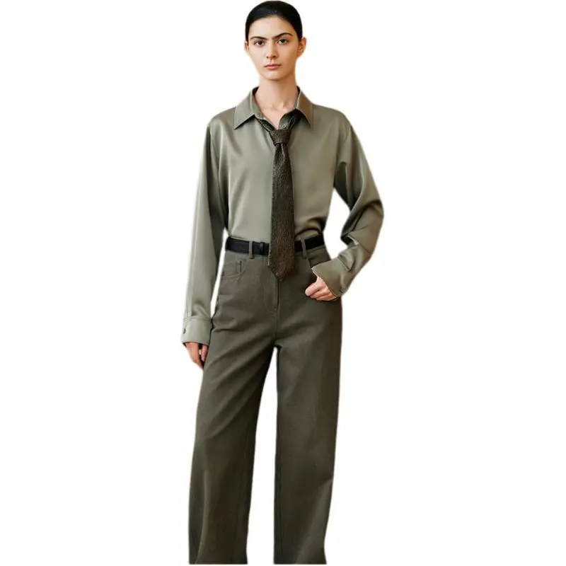 INSUN Jeans Women's Olive Green-2