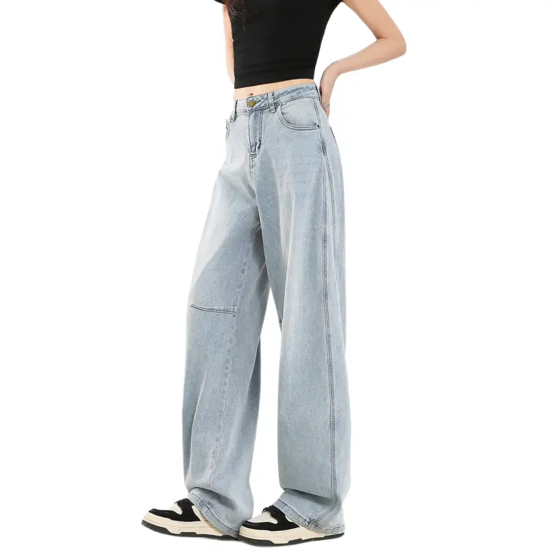 FAWENXIANGZI Jeans Women's Light Blue-3