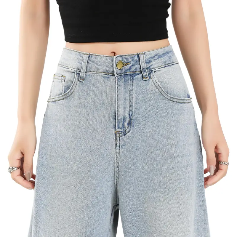 FAWENXIANGZI Jeans Women's Light Blue-4
