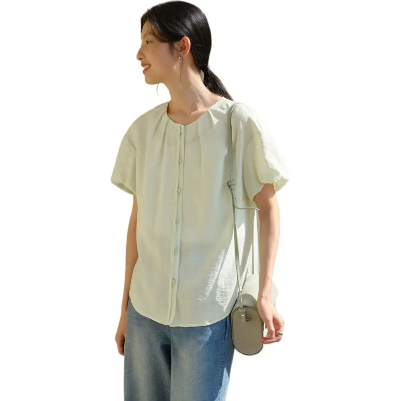 WHITEALLUSION Shirt Women's Vanilla Green-1
