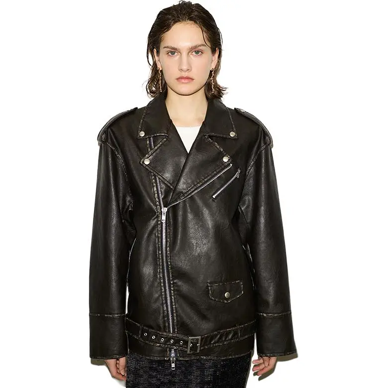 SLY Leather Jackets Women's Black 020-3