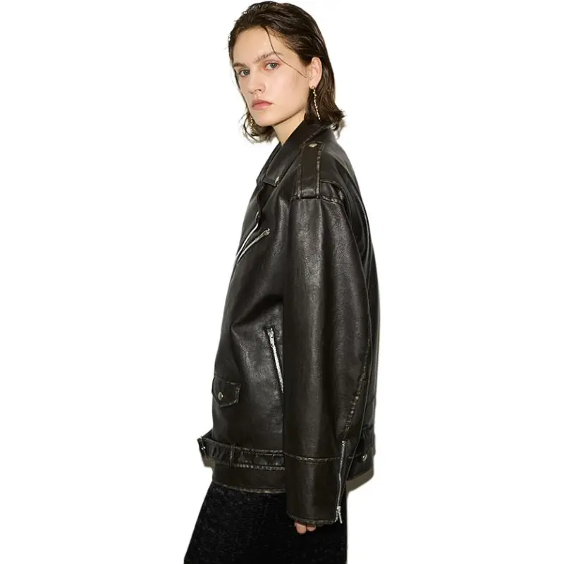 SLY Leather Jackets Women's Black 020-5