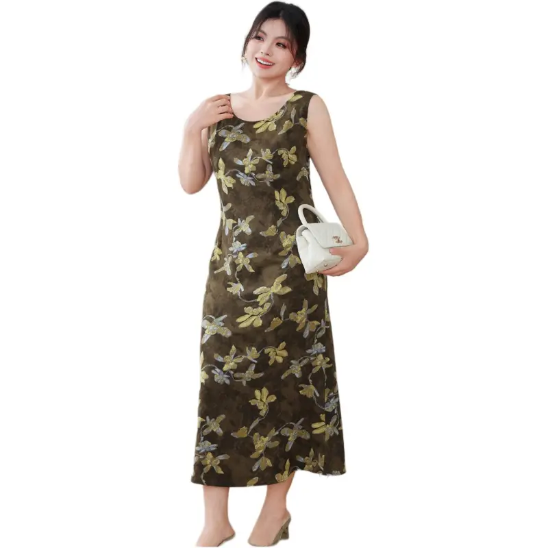 MSSHE Sleeveless Dresses Women's Sunflower Yellow-3