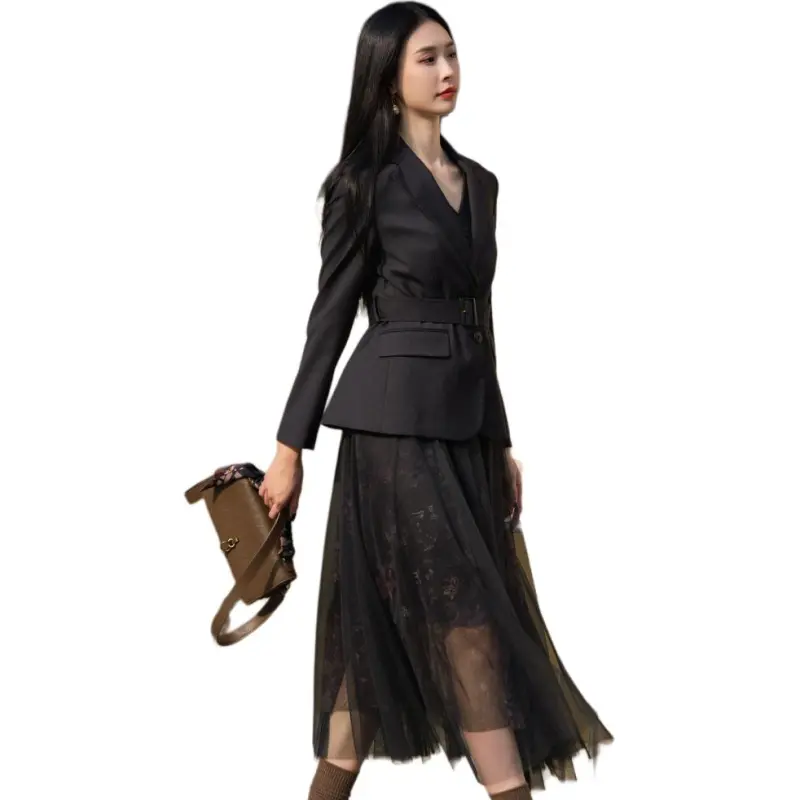 XG Two Piece Skirt Sets Women's Dark Gray-1