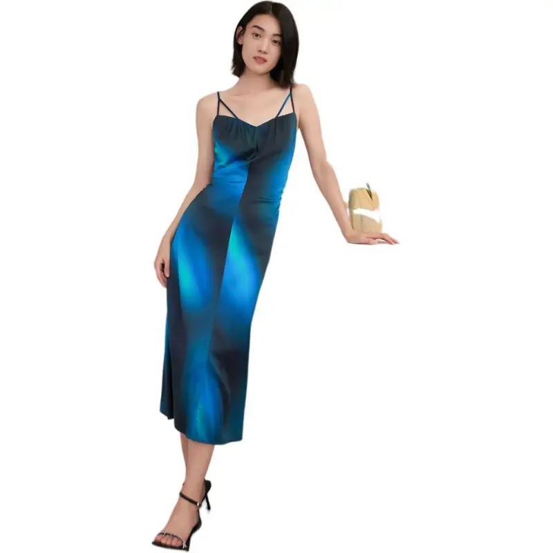 COVERINS Slip Dresses Women's Peacock Blue-3