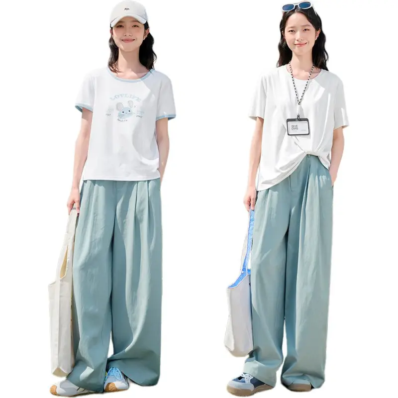 Fragment Casual Pants Women's Gray Blue-1
