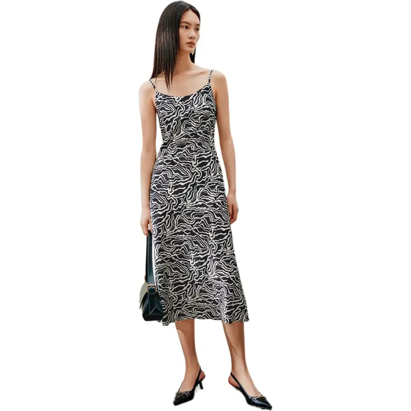 INSUN Slip Dresses Women's Black White-2