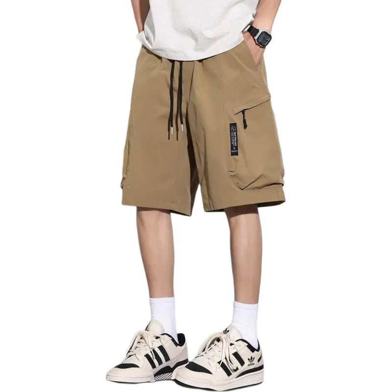 Tonlion Casual Shorts Men Dark Khaki-4