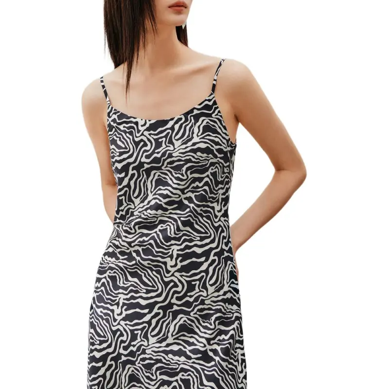 INSUN Slip Dresses Women's Black White-3
