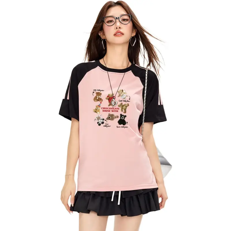  CHOCOOLATE T Shirt Women's Black & Pink-1