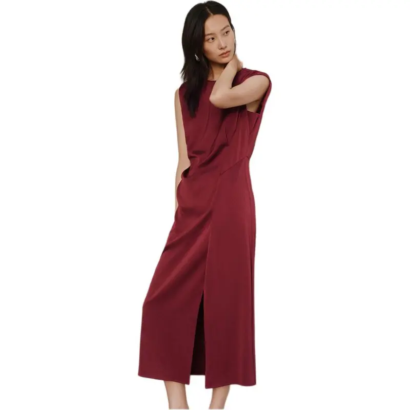 INSUN Sleeveless Dresses Women's Burgundy-1