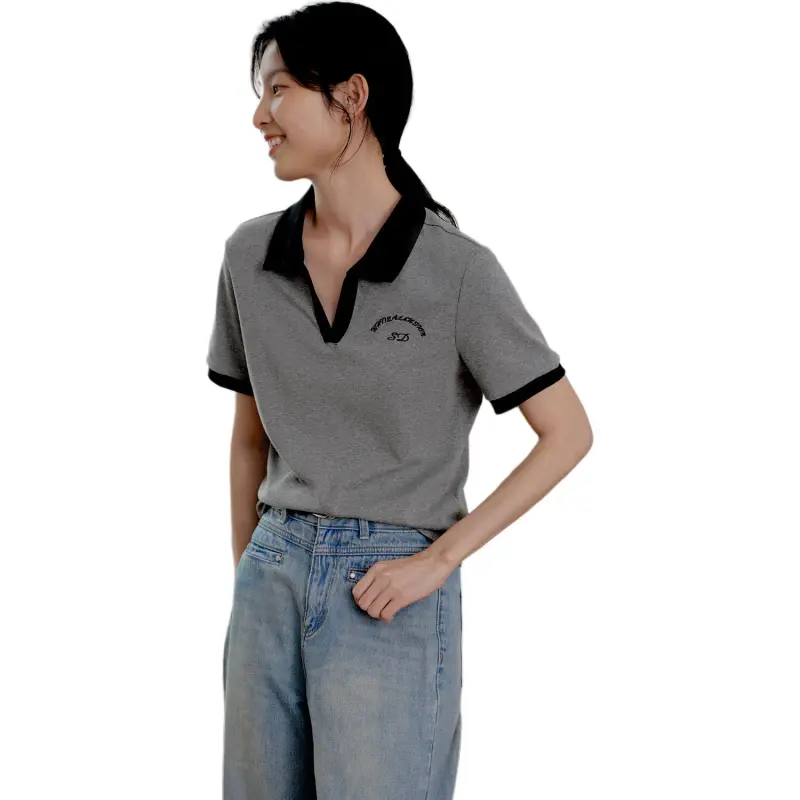 WHITEALLUSION T Shirt Women's Gray-1