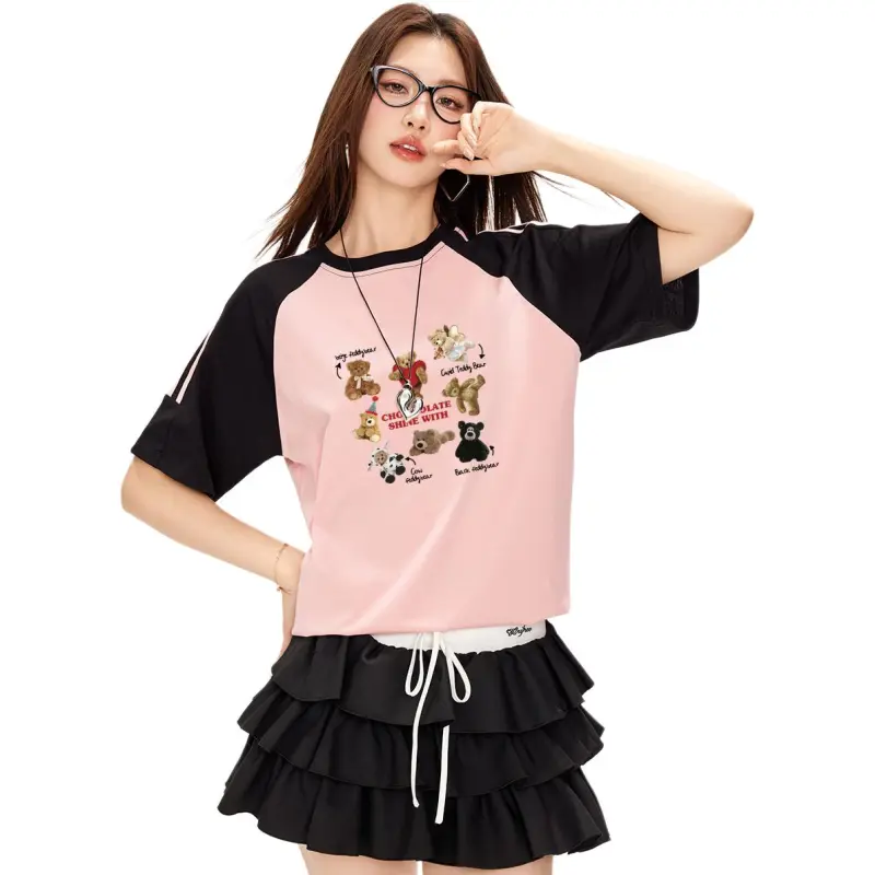  CHOCOOLATE T Shirt Women's Black & Pink-4