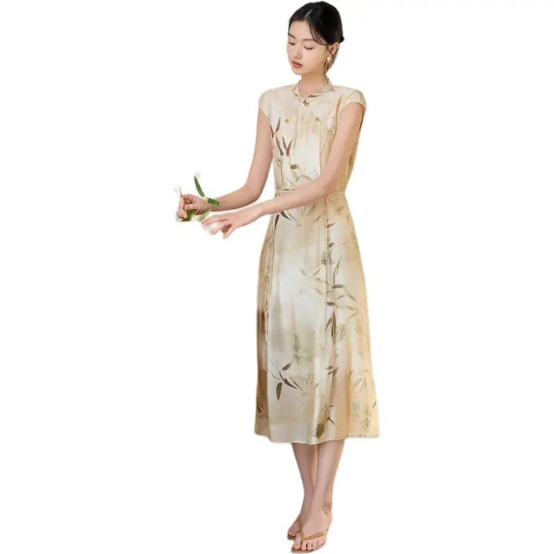XIANGYING Cheongsams Women's Khaki Green-4