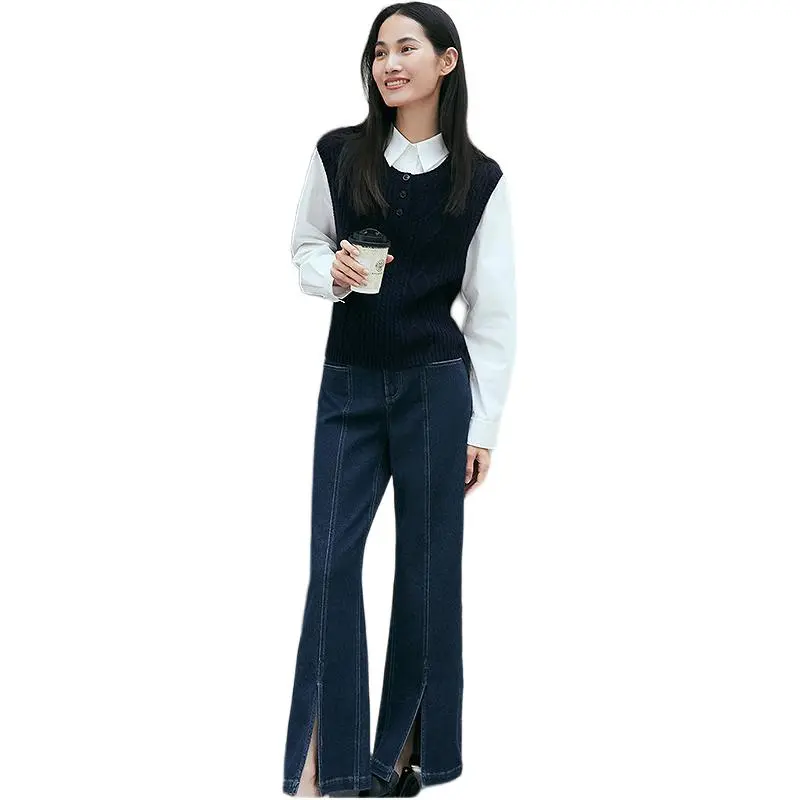 INSUN Shirts Women's Navy Blue-1
