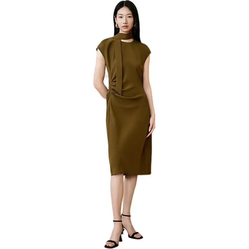 INSUN Sleeveless Dresses Women's Olive Green-2
