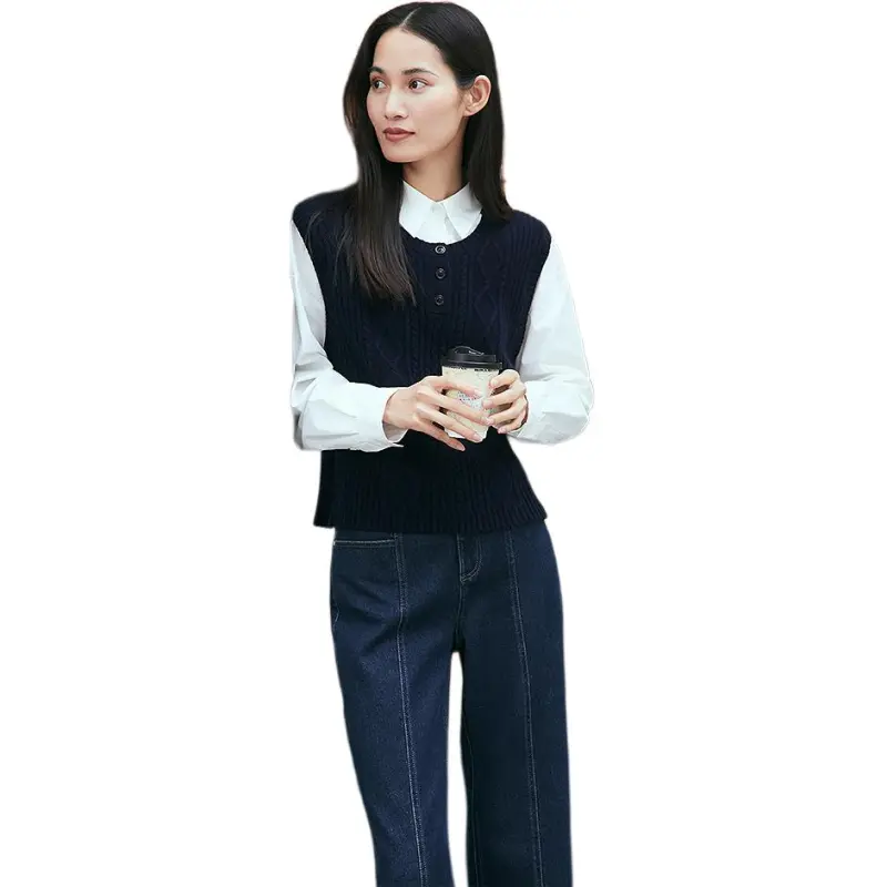 INSUN Shirts Women's Navy Blue-2
