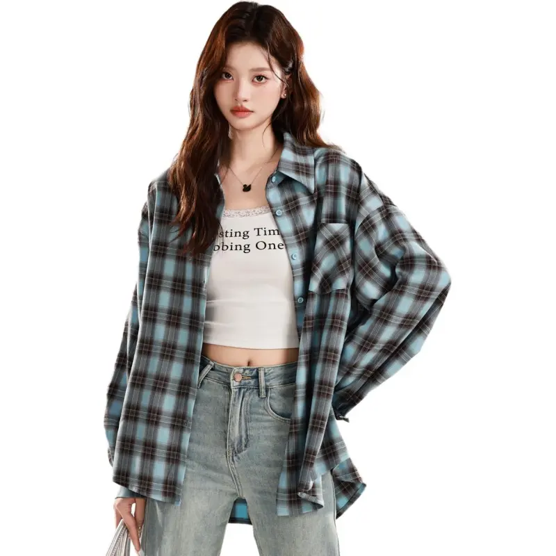 FOREVER 21 Shirts Women's Vintage Blue Plaid-1