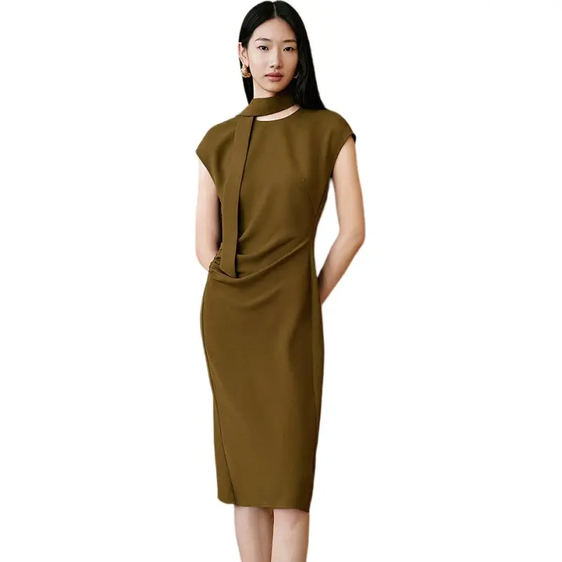 INSUN Sleeveless Dresses Women's Olive Green-3