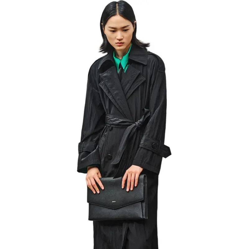 INSUN Trench Coats Women's Black-3